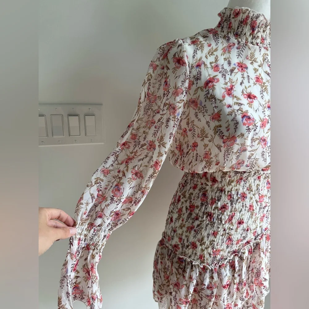Princess Polly Floral Smocked Ruffle Layered Skirt Long Sleeve Dress ~ Size 2 - Picture 10 of 14
